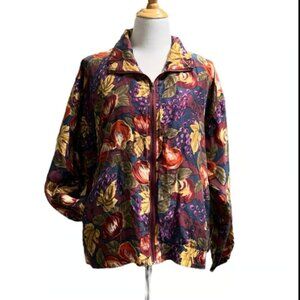 Vintage 90s EVR Silk Bomber Windbreaker jacket fruit Medium